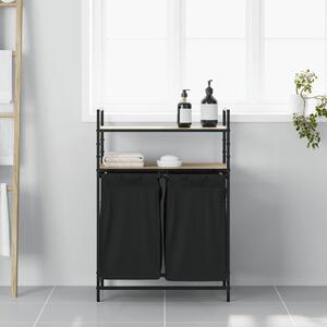 VidaXL sonoma tölgy mosodai kosár 2 rekeszes polcokkal