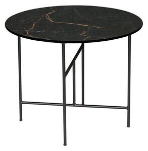 Vida fekete dohányzóasztal porcelán asztallappal, ⌀ 60 cm - WOOOD