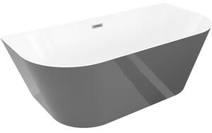 Mexen Oval Slim, szabadon álló, falhoz szerelhető kád, 170 x 80 cm, fehér-szürke, grafit túlfolyó, 52661708062-95