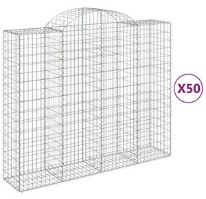 VidaXL 50 db íves horganyzott vas gabion kosár 200x50x160/180 cm