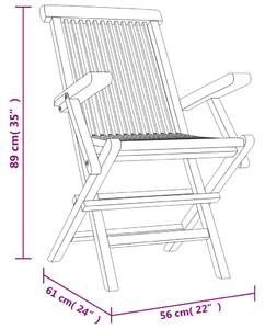 VidaXL 4 db szürke összecsukható tömör tíkfa kerti szék 56x61x89 cm