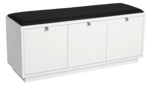 Confetti fehér ülőpad tárolóhellyel és fekete ülőrésszel, szélesség 106 cm - Rowico