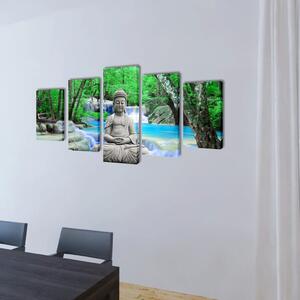 VidaXL Nyomtatott vászon falikép szett Buddha 200 x 100 cm