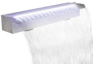 VidaXL Négyszögletes rozsdamentes acél medence szökőkút LED fényekkel 60 cm