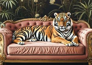 Tigris a Szalonban– lakkozott vászonkép