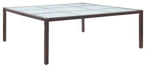 VidaXL Polyrattan Kerti Asztal - Barna - 200x200 cm