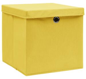 VidaXL 10 db sárga fedeles tárolódoboz 28 x 28 x 28 cm