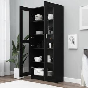 VidaXL fekete szerelt fa vitrinszekrény 82,5 x 30,5 x 185,5 cm
