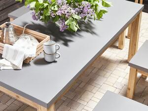 Hatszemélyes beton étkezőasztal két paddal OSTUNI