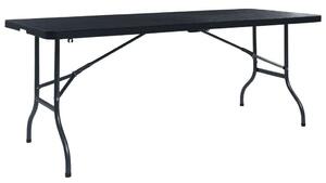 VidaXL fekete HDPE rattan szerű összecsukható kerti asztal 180x75x72cm