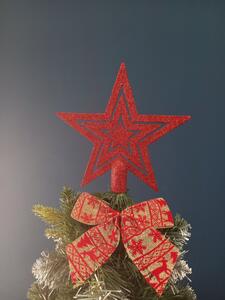 Karácsonyfa csúcsdísz-- 20 cm csillag alakú piros