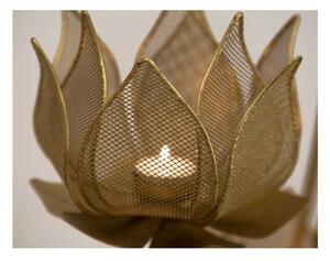 Flowery aranyszínű gyertyatartó vasból, magasság 66 cm - Mauro Ferretti