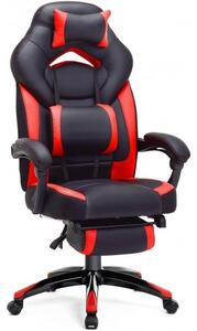 Gamer szék lábtartóval: fekete - piros