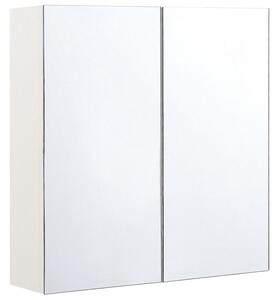 Fehér És Ezüst Fürdőszoba Szekrény Tükörrel 60 x 60 cm NAVARRA