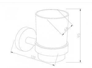 Mexen Loft pohár fali tartóval - fekete/üveg (7012638-70)