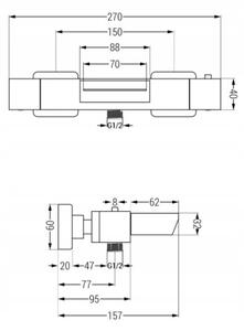Mexen Cube termosztátos kádtöltő csaptelep - króm (77360-00)