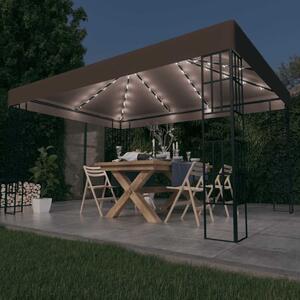 VidaXL Pavilon - Napelemes LED - 4x3m - Tópszín