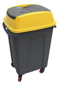 Hippo Billenős Szelektív hulladékgyűjtő szemetes, műanyag, antracit/sárga, 50L