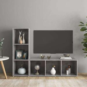 VidaXL 2 db betonszürke szerelt fa TV-szekrény 107 x 35 x 37 cm