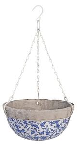 Kék-fehér függő kerámia virágcserép, 2,4 l - Esschert Design