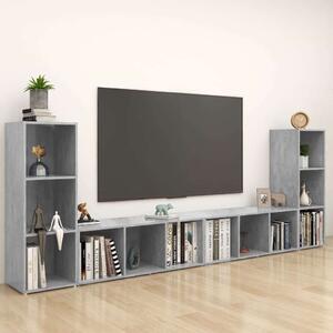 VidaXL 4 db betonszürke szerelt fa TV-szekrény 107 x 35 x 37 cm