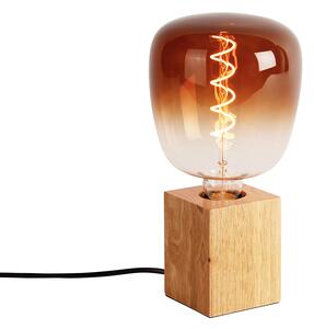 Vidéki asztali lámpa fa natúr, LED G140 - Blokk