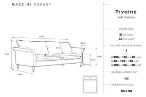 Pivoine kék kihúzható kanapé, ágyneműtartóval - Mazzini Sofas
