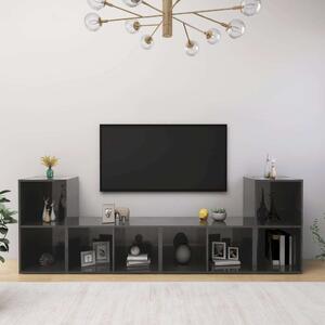 VidaXL 4 db magasfényű szürke forgácslap TV-szekrény 72 x 35 x 36,5 cm