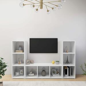 VidaXL 3 db fehér szerelt fa TV-szekrény 107 x 35 x 37 cm