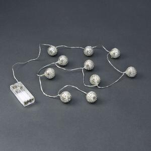 ORIENTAL LIGHTS égősor fém gömbökkel USB kábellel, ezüst 10 égővel
