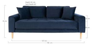 Lido 2,5 üléses kanapé kék bársony