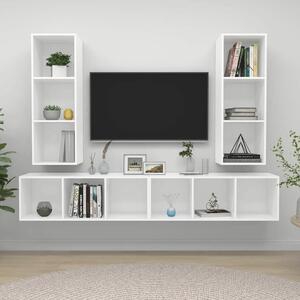 VidaXL 4 db fehér forgácslap falra szerelhető TV-szekrény