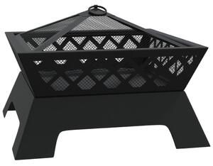 VidaXL acél XXL méretű tűztál piszkavassal 50 cm