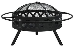 VidaXL acél XXL méretű tűztál piszkavassal 70 cm