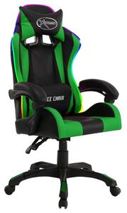 VidaXL zöld és fekete műbőr Gamer szék RGB LED-világítással