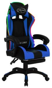 Gamer Szék - RGB LED - Kék-Fekete - Állítható