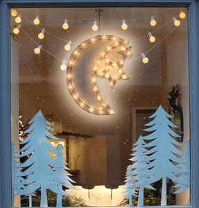 Karácsonyi LED ablakdísz hold 40 cm meleg fehér