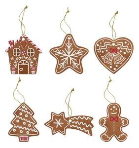 Mézeskalács Karácsonyi mintás porcelán díszek - Gingerbread