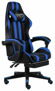 VidaXL fekete és kék műbőr Gamer szék lábtartóval