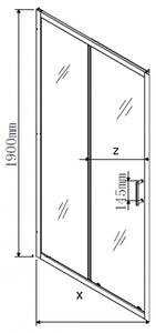 Mexen Apia elhúzható zuhanyajtó (tolóajtó) - fekete profil - 115 x 190 cm (845-115-000-70-00)