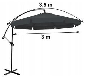 Nagy kerti napernyő állvánnyal - sötétszürke