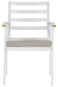 Fehér kerti szék négydarabos szettben bézs párnákkal CAVOLI