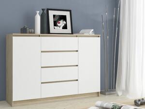 Komód - Akord Furniture K160 2D4SZ - sonoma tölgy / fehér