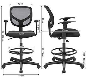 Songmics Ergonomikus Irodai szék - Állítható Magasságú Lábtartóval