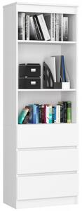 Polcos szekrény / könyvespolc fiókokkal - Akord Furniture R603SZ - fehér