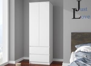 Gardróbszekrény fiókkal - Akord Furniture S60 - fehér