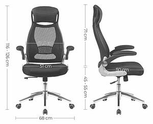 Songmics Irodai Forgószék - Ergonomikus Hálós Szék - Fekete