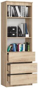 Polcos szekrény / könyvespolc fiókokkal - Akord Furniture R603SZ - sonoma tölgy