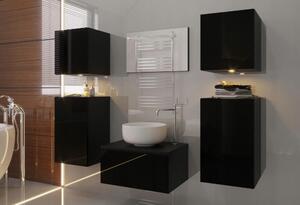 Venezia Alius A19 fürdőszobabútor szett + mosdókagyló + szifon (fényes fekete)