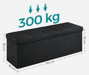 Taburette tárolóval OTTOMAN 110x38 cm fekete